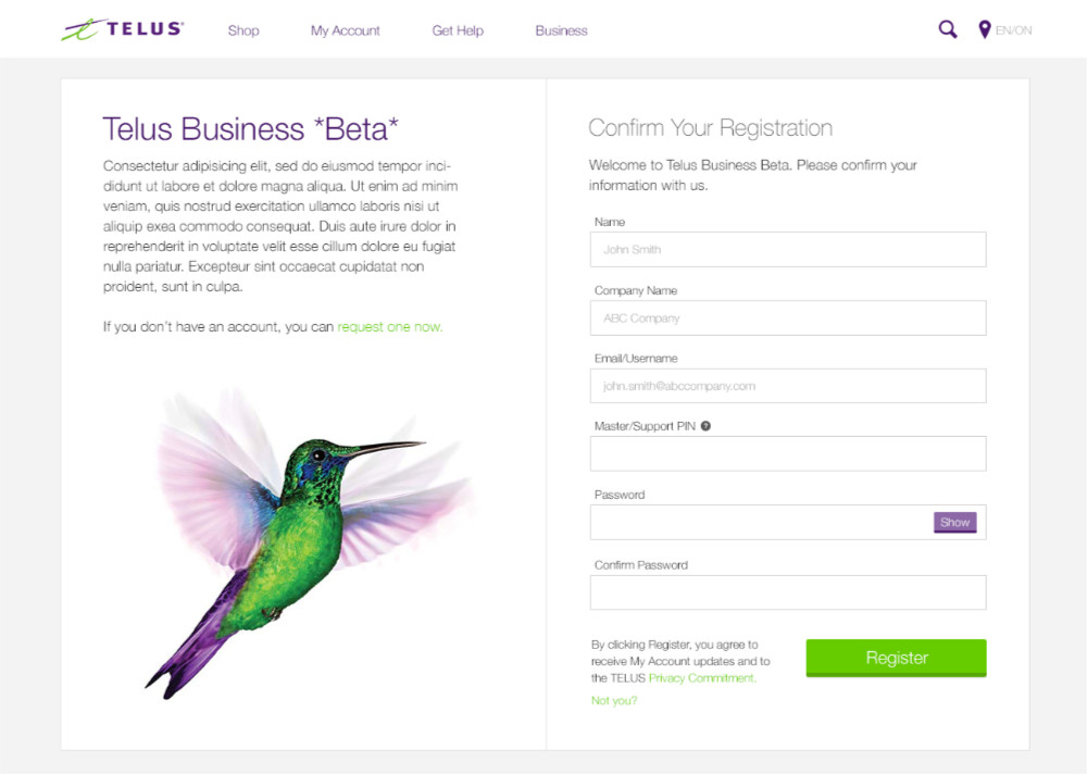 Registration Page